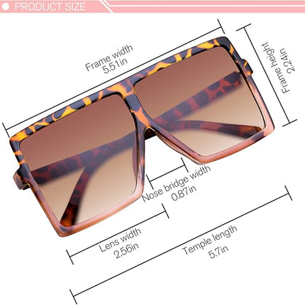 GRFISIA Square Oversized Sunglasses for Women Men Flat Top Fashion Shades