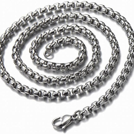 COOLSTEELANDBEYOND Men's Women's Large Steel Cross Pendant Necklace with Cubic Zirconia and Wheat Chain