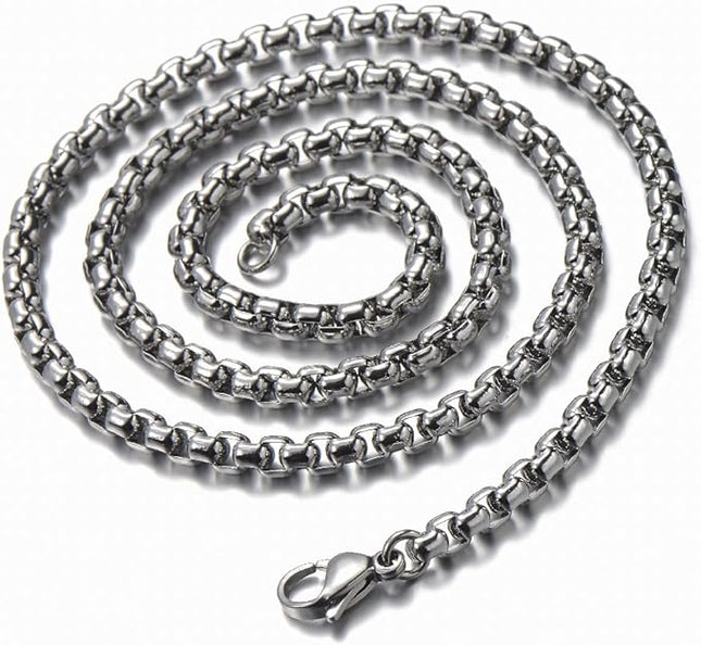 COOLSTEELANDBEYOND Mens Steel Vintage Mechanic Wrench Gear Wheel Skull Pendant Necklace 30 in Wheat Chain Biker Gothic