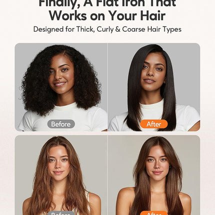 Terviiix Flat Iron Hair Straightener, 2 Inch, Faster Styling