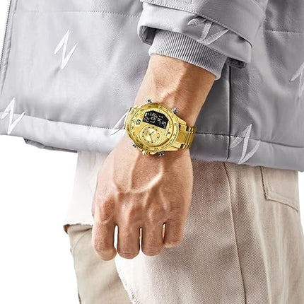 NAVIFORCE Watch for Men Dual Display Digital Quartz Watches Multifunctional Business Stainless Steel Wristwatch