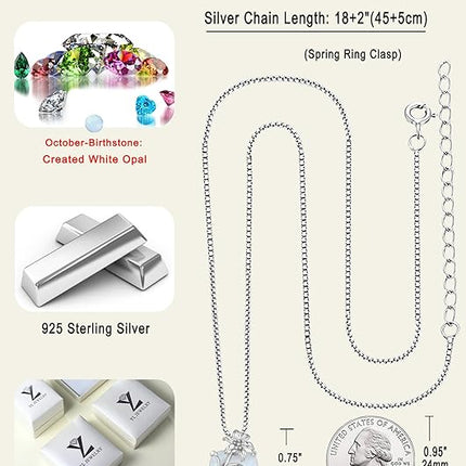 YL Heart Necklace for Women 925 Sterling Silver Lily Pendant Created Opal Flower Jewelry