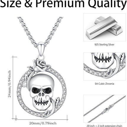 Skull/God Zeus/Raphael Necklace 925 Sterling Silver Goth Punk Skull Locket Necklace That Holds Pictures,Greek Myths Greek Amulet Jewelry Birthday Gift for Men Boys