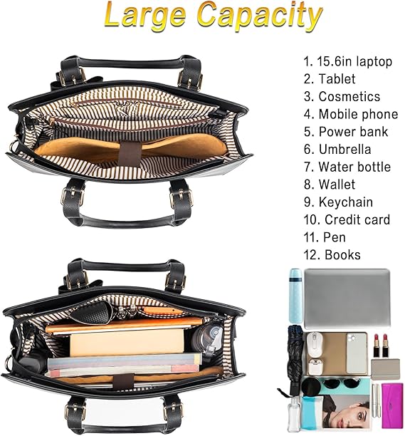 MATEIN Womens Briefcase, Large Waterproof PU Leather Work Laptop Tote Bag with USB Charging Port Casual Computer Shoulder Bag
