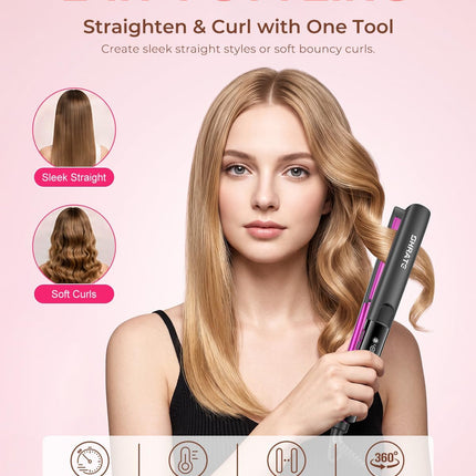 SHRATE Flat Iron Hair Straightener | 2 in 1 Flat Iron and Curler | 1.2 Inch