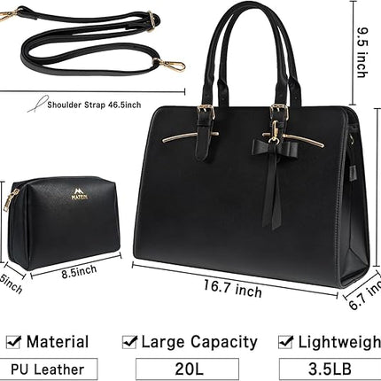 MATEIN Womens Briefcase, Large Waterproof PU Leather Work Laptop Tote Bag with USB Charging Port Casual Computer Shoulder Bag
