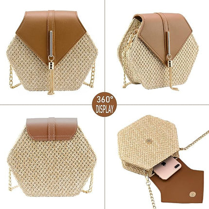 Women's Crossbody Bag Cute Straw Shoulder Bag