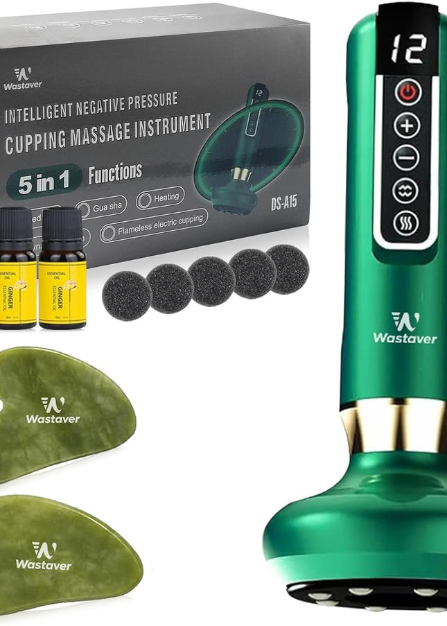 5 in1 Cellulite Massage Tool,Cellulite Massager Electric Fat Remover with 12 Suction Modes,Rechargeable & Cordless,Intelligent Cupping Massager for Arms,Legs,Back Used at Home