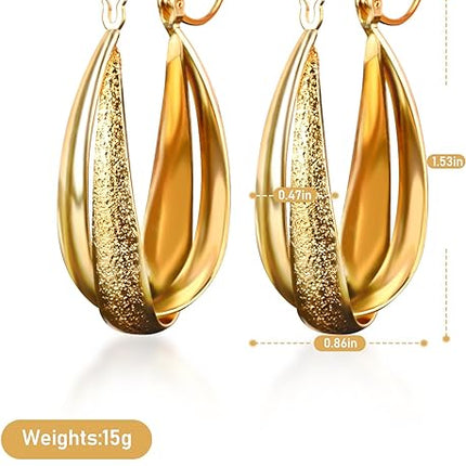 Gold Hoop Earrings for Women，24k Gold Plated Trendy Earrings，Hypoallergenic Lightweight Earrings,Everyday,Small Soop chunky Earrings Pierced Dangle