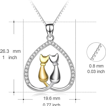 Cat Necklace 925 Sterling Silver Cat Lovers Jewelry Gifts for Women Girls 18"