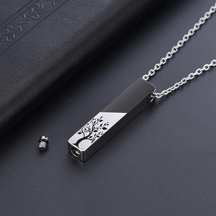 RIPFEVURN Tree of Life/Butterfly/Always with me Urn Necklaces for Ashes for Women Bar Stainless Steel Cremation Jewelry Human Ashes Holder Memorial Keepsake Pendant