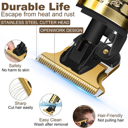 YOGINGO Professional Hair Trimmer for Men, Cordless Rechargeable Beard Trimmer Hair Clippers for Men, Metal Body Cutting Grooming Kit, Beard Shaver Barbershop, Bronze