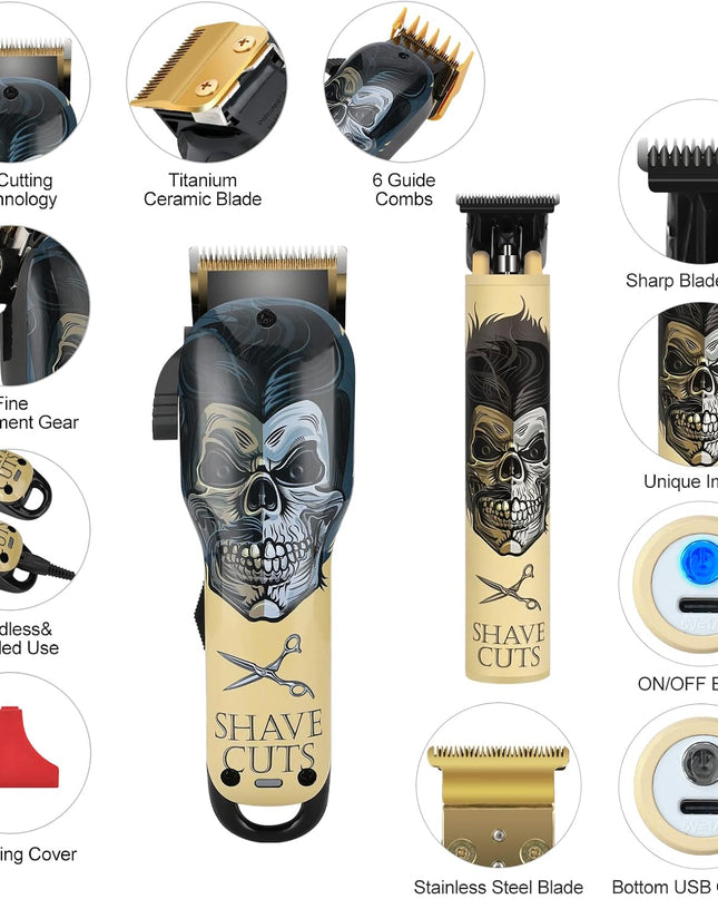 BESTBOMG® Professional Hair Clippers for Men, Clipper & Trimmer Set, Yellow