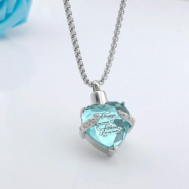 YOUFENG Birthstones Heart Cremation Pendant Urn Necklaces for Ashes Urns for Human Ashes Memorial Locket Keepsake Ashes Jewelry with Fill Kit
