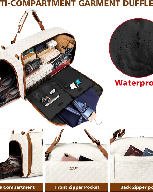 Convertible Garment Bags for Travel - Carry on Garment Duffle Bag with Backpack Straps for Men Women, 4 in 1 Large Travel Duffel Bags with Shoes Compartment Hanging Suit Dress Weekender Bag 3pcs Set