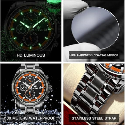 OLEVS Watches for Men Quartz Fashion Watch Waterproof Date Classic Luminous Analog Timer Popularity Stainless Steel Wrist Watches…