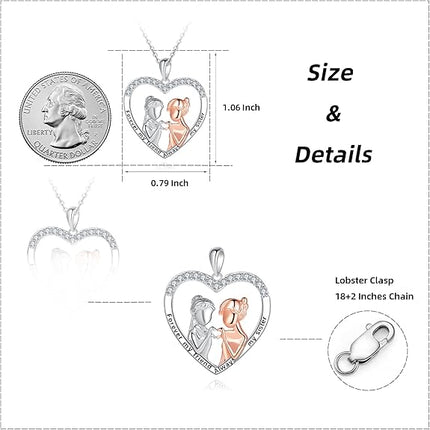 Sister Mother Daughter Necklace Jewelry Gifts Sterling Silver Sister Pendant Necklace Jewelry Birthday Gifts for Women US3