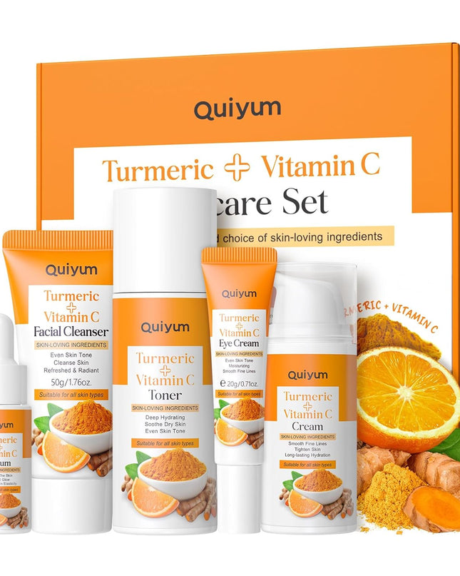 Turmeric Vitamin C Skin Care Set, 5PCS Beauty Routine for Women