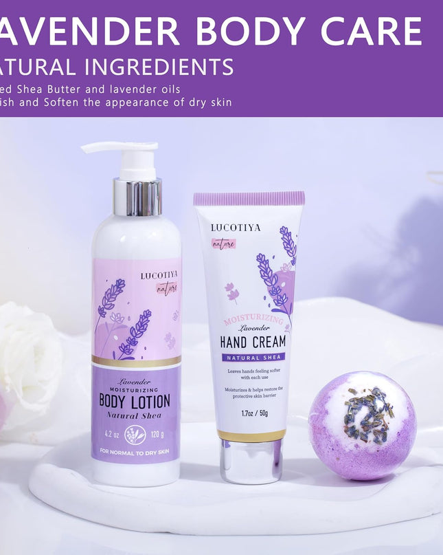 Lavender Spa Bath and Body Gift Set - Relaxing Self Care Baskets for Women - Birthday Gifts for Her, Sister, Mom, Wife