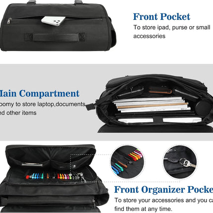 Messenger Bag for Men 15.6 Inch Water Resistant Laptop Briefcase Large Satchel Shoulder Bag Work Office College Computer Laptop Bag Lightweight Crossbody Handbag Cable Organize Bag Set 2pcs, Black