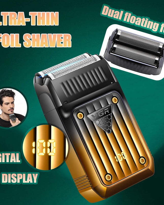 VGR 644 Hair Clippers for Men Professional, Cordless Beard Trimmer & Electric Razor Shavers for Men, Rechargeable 3 Piece Barber Hair Cutting Kit LED Display Men's Grooming Kit