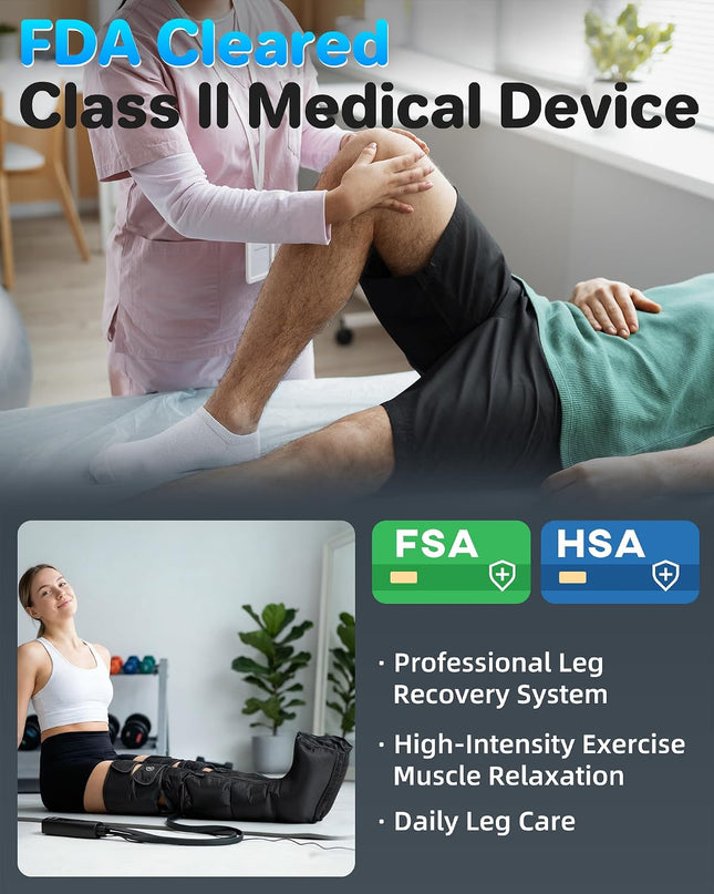 Leg Massager with Heat, Compression Boots for Circulation and Pain Relief