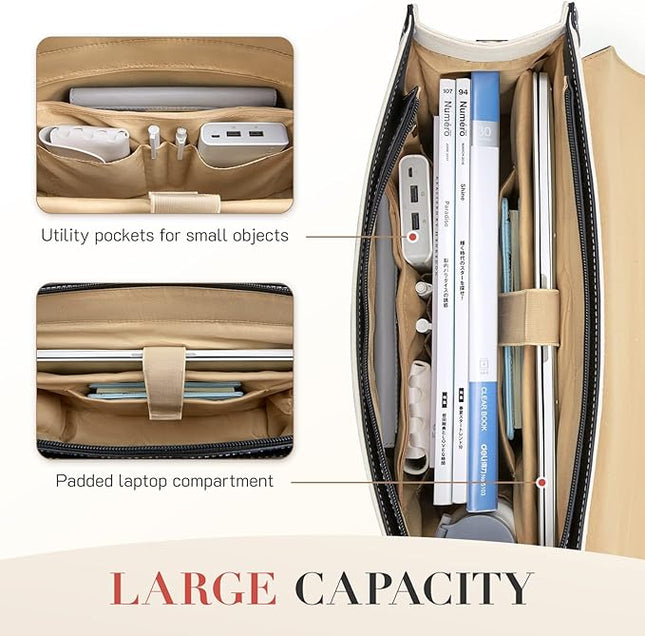 Missnine Laptop Bag 15.6 inch Canvas Messenger Bag for Women Professional Work Bag Shoulder Bag
