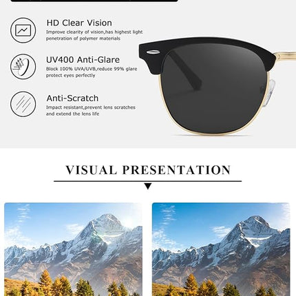 AEVOGUE Polarized Sunglasses For Women And Men Semi Rimless Frame Retro Sun Glasses AE0369