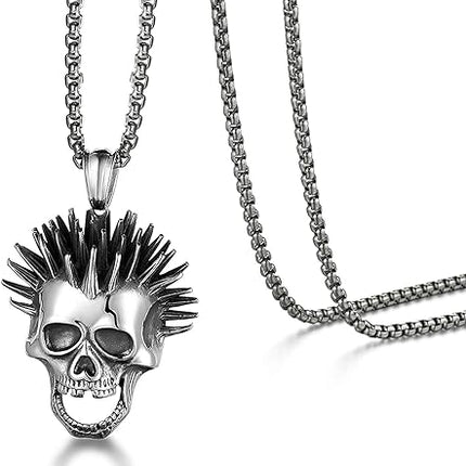 Large Skull Bottle Opener Necklace for men, Stainless Steel Hip Hop Punk Style Cast Skull Necklace Jewelry Gifts To My Man Valentines