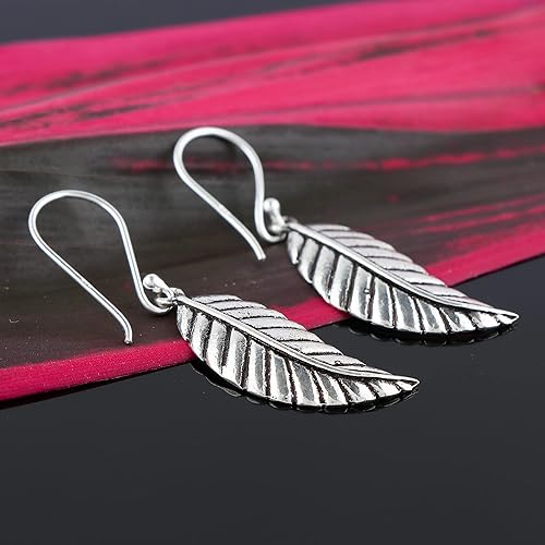 Oxidized 925 Sterling Silver Earrings, Leaf Filigree Earrings for Women, Dangling Boho Fashion Handmade, Elegant Statement, Silver Jewelry, Wedding Earrings, Christmas Gifts
