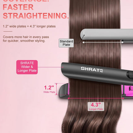 SHRATE Flat Iron Hair Straightener | 2 in 1 Flat Iron and Curler | 1.2 Inch