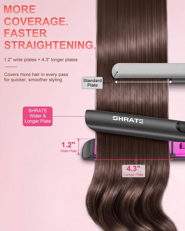 SHRATE Flat Iron Hair Straightener | 2 in 1 Flat Iron and Curler | 1.2 Inch