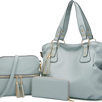 Qiyuer Purses And Wallets Set For Women Tote Handbags Large Hobo Bag Purse With Wallet 3PCS