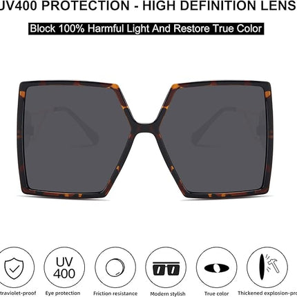 STORYCOAST Oversized Square Sunglasses for Women Fashion Large Shield Shades UV400 Protection