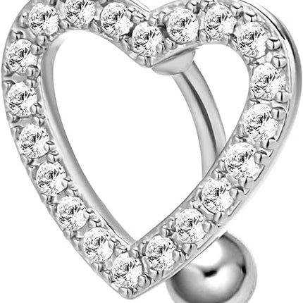 Harlermoon Heart Belly Button Rings CZ Crystal Belly Button Rings 14G Surgical Steel Piercing Jewelry