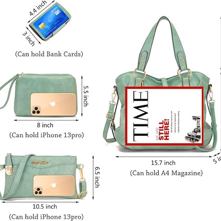 Soperwillton Fashion Handbag for Women Shoulder Bag Top Handle Satchel Hobo Tote Bag Purse Set 4pcs
