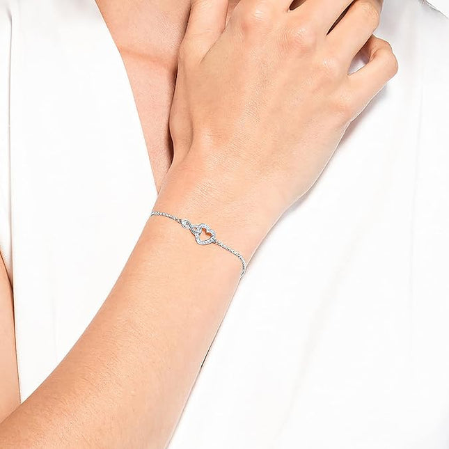 Swarovski Infinity Heart Jewelry Collection, Necklaces and Bracelets, Rose Gold & Rhodium Tone Finish, Clear Crystals