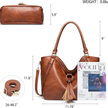 SENDEFN Tote Bag for Women Oversized Crossbody Shoulder Purse and Handbags with Tassel