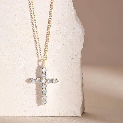 S.Leaf Cross Necklace for Women Cross Chain Sterling Silver
