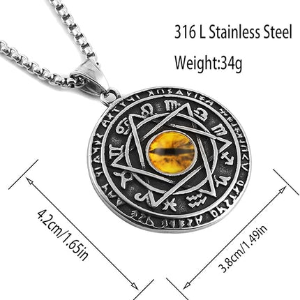 STWTR Red Eye Amulet Seal Solomon Hexagonal Star Twelve Constellation Pendant Blue Eye Stainless Steel Necklace