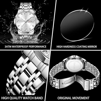 Mens Watches,Big Dial Watches for Men,Mens Stainless Steel Watches,Analog Quartz Watches Men,Waterproof Mens Watches,Roman Numerals Watches,Relojes para Hombre，Men Wrist Watches，Dress Watches
