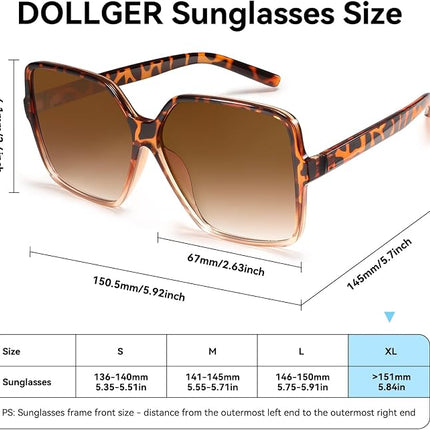 Dollger Oversized Square Sunglasses for Women Big Large Wide Trendy Shades