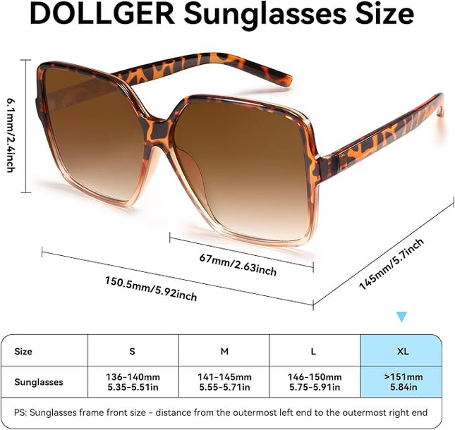 Dollger Oversized Square Sunglasses for Women Big Large Wide Trendy Shades