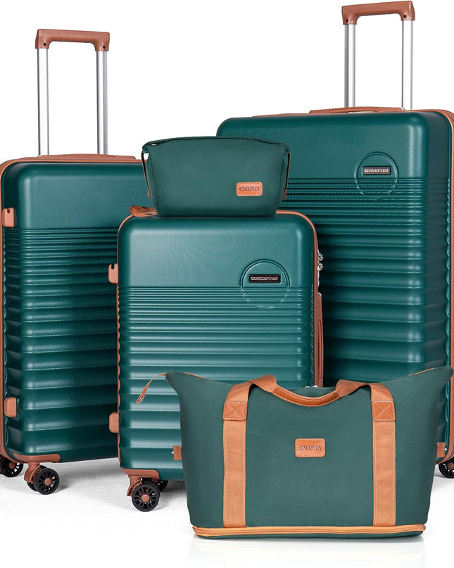 CONCEPTEN Luggage Sets 5 Piece, ABS+PC Hardshell Suitcases with Wheels