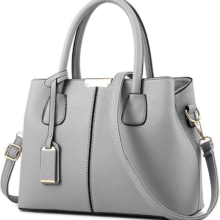 Covelin Women's Top-handle Cross Body Handbag Middle Size Purse Durable Leather Tote Bag