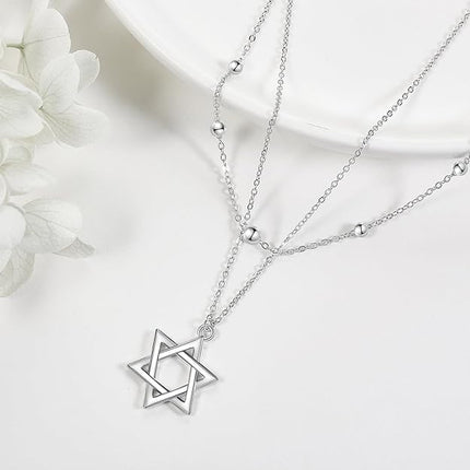 MONGAS Tree of Life/Lotus/Daisy/Layered Necklace Sterling Silver Stacked Layered Choker Necklace Jewelry Gifts for Women