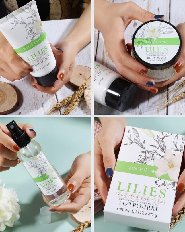 Spa Gift Baskets For Women Body & Earth 10pcs Spa Gifts For Women, Lily Gift Baskets Bath and Body Works Gift Set For Women with Bubble Bath, Body Lotion, Christmas Gift Baskets for Women Bath Set