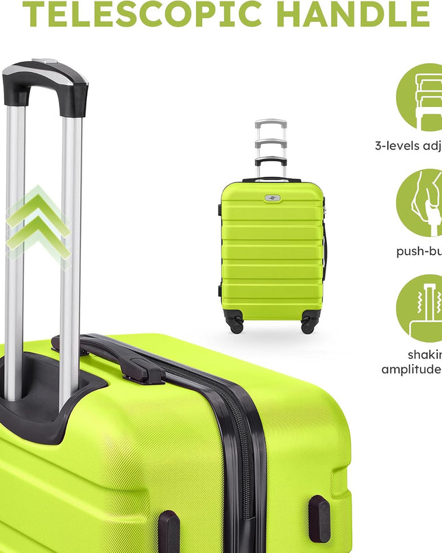 4 Piece Luggage Sets, Hard Shell Suitcase Set with Spinner Wheels 16 20 24 28inch Travel Sets(Green)