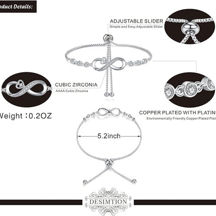 Infinity Love Bracelets for Women Girls, Birthday Mothers Day Jewelry Gifts for Her Girlfriend Wife Mom from Daughter Son