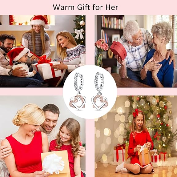 925 Sterling Silver Earrings Dangle Drop Earrings for women, Cubic Zirconia Hoop Earrings Dangle Huggie Earrings Hypoallergenic Silver Drop Earrings